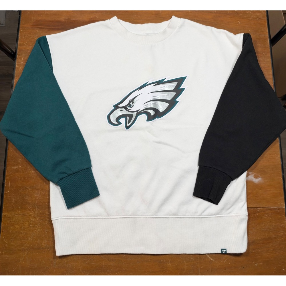 Fanatics NFL Philadelphia Eagles Sweatshirt Women's M White Green Colorblock